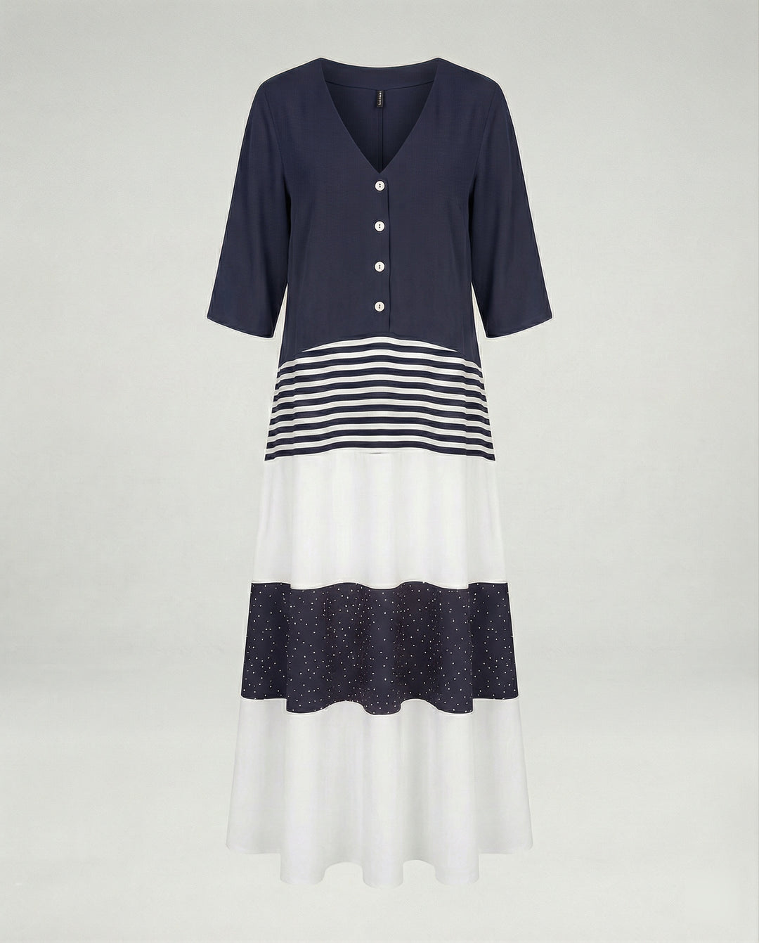 Damen Maxikleid mit Knopfleiste Stufen