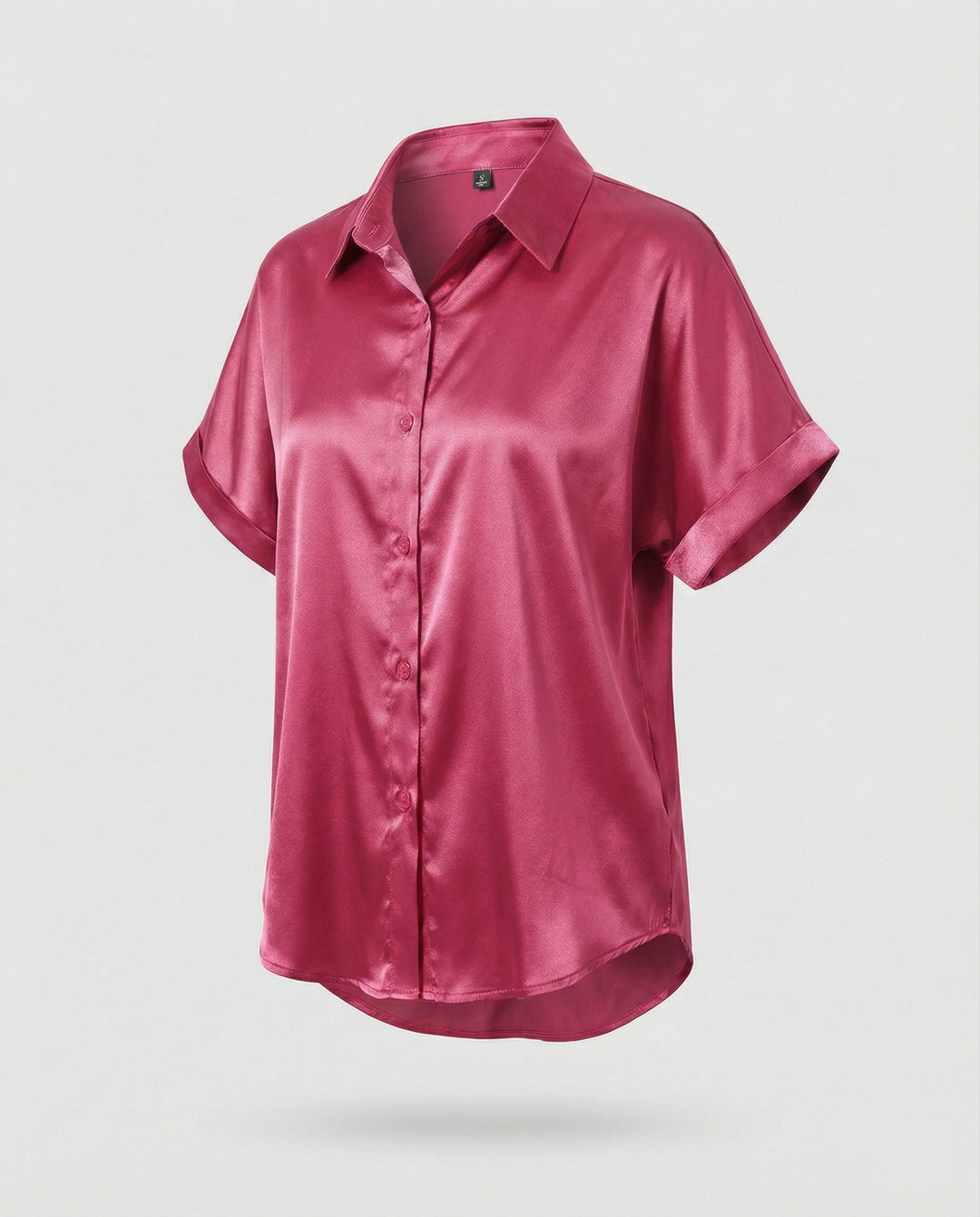 Damen Satin-Bluse mit großem Kragen und überschnittenen Schultern R&B