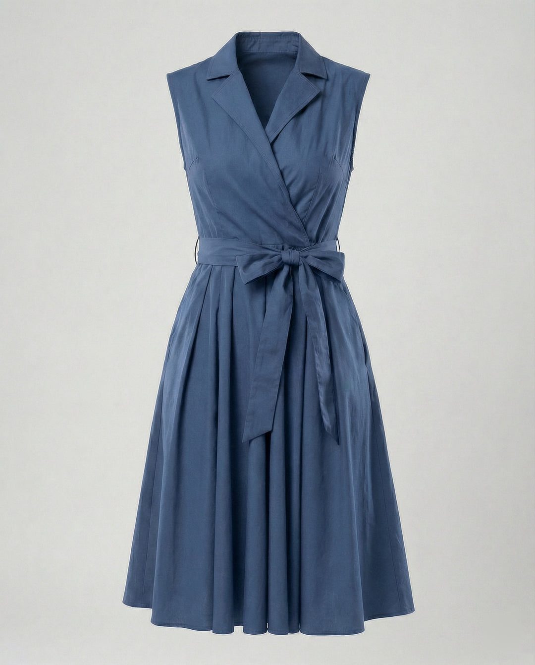 Damen Wickelkleid mit Kragen knielang