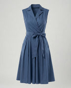 Damen Wickelkleid mit Kragen knielang