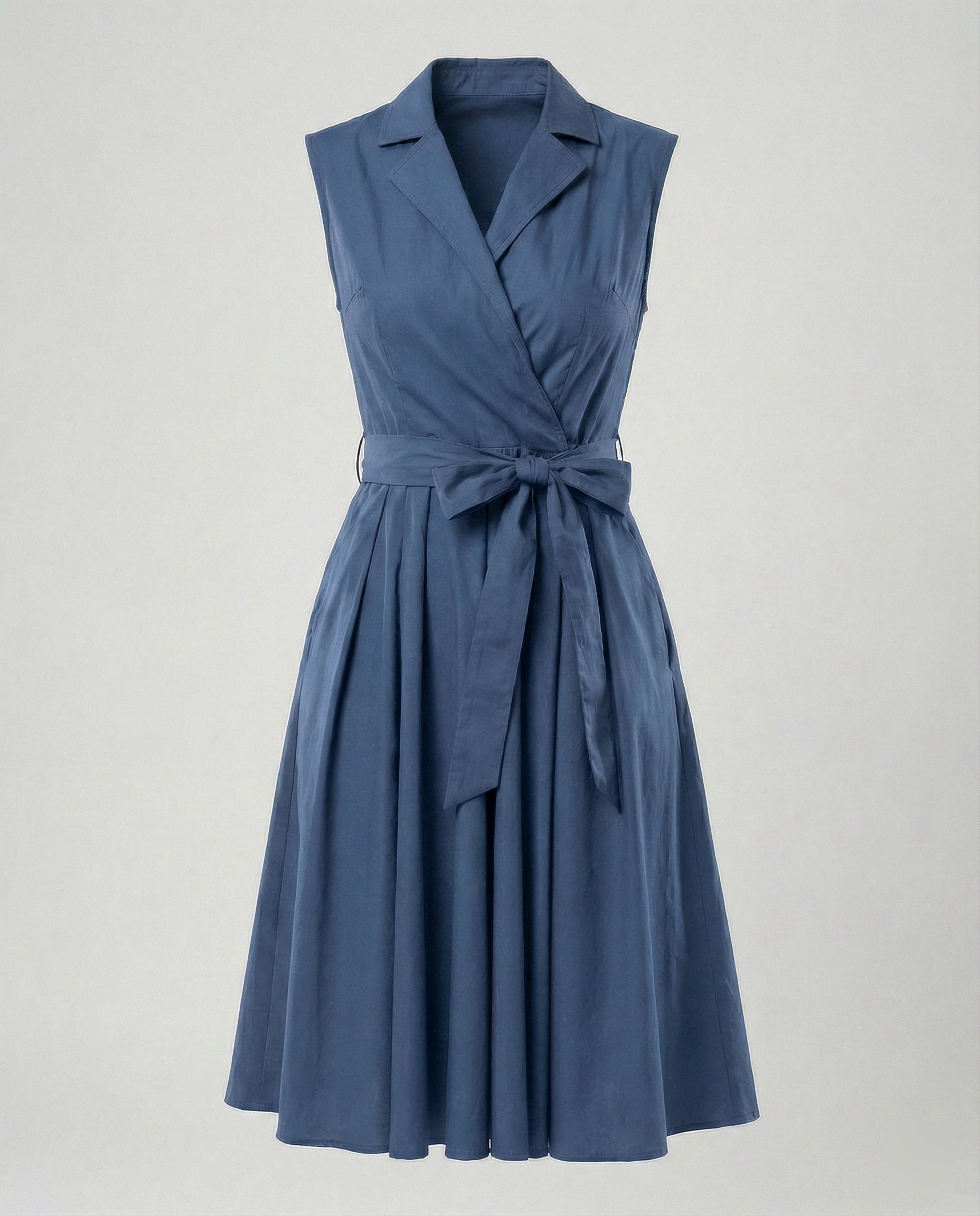 Damen Wickelkleid mit Kragen knielang