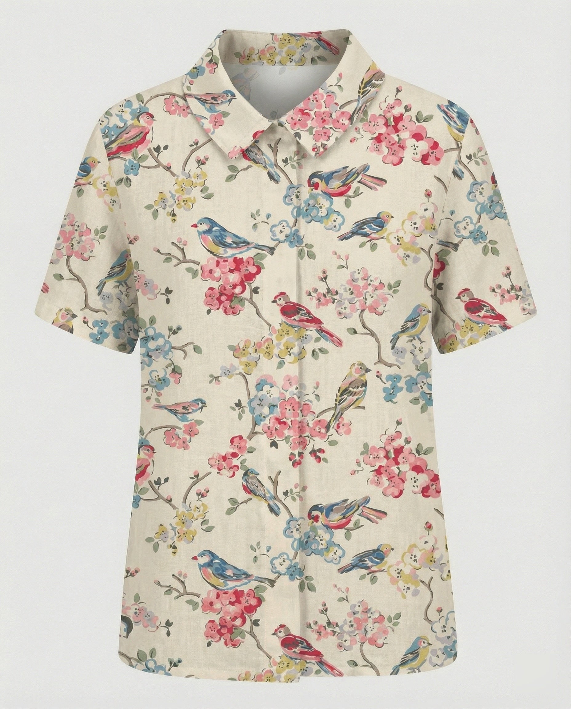 Damen Bluse Leinen Peter Pan Kragen
