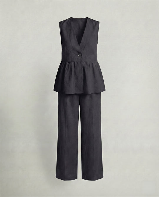 Damen Elegantes Leinen-Hosenanzug R&B