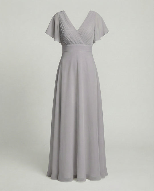 Damen Maxikleid Chiffon elegant plissiert