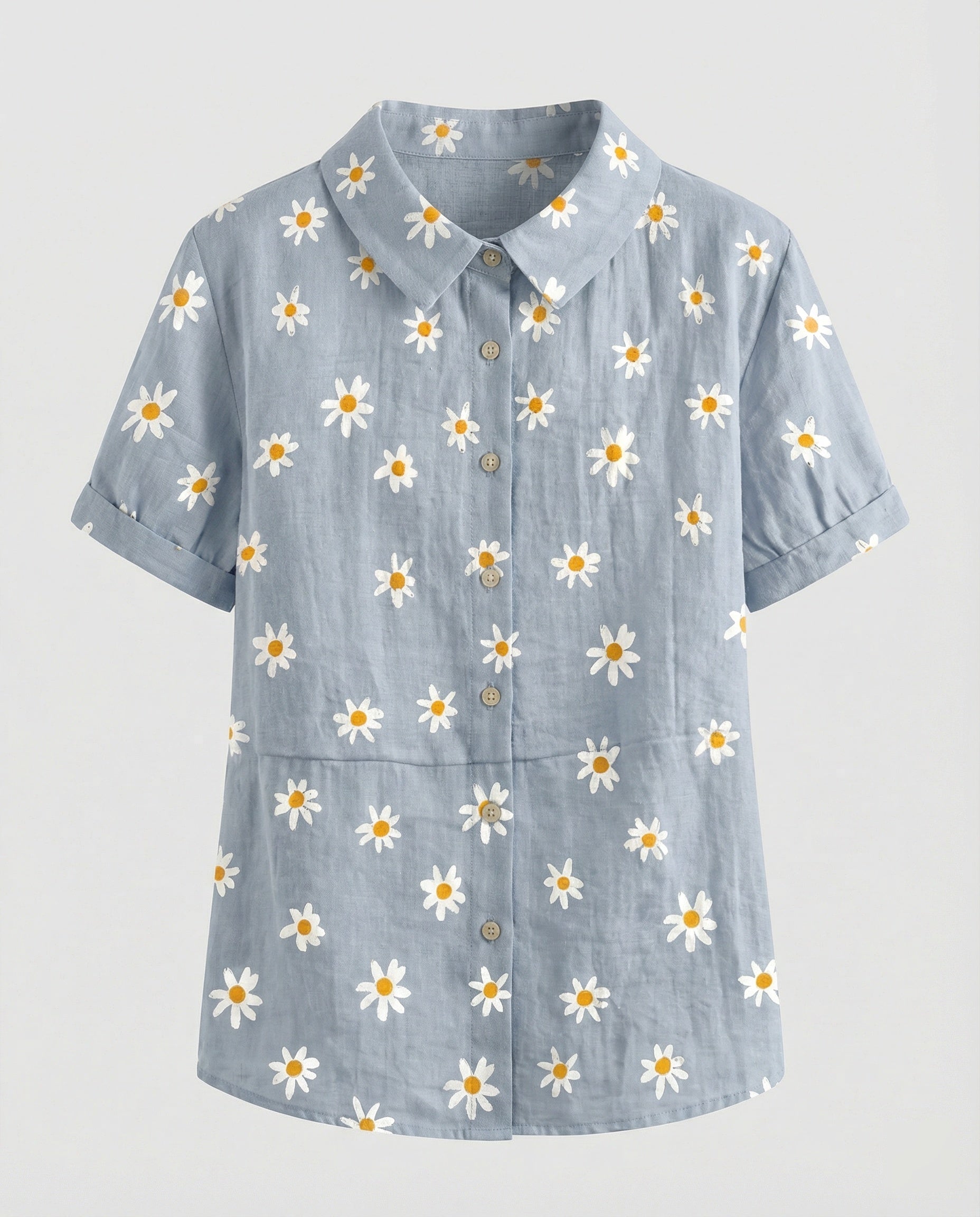 Damen Bluse Leinen Peter Pan Kragen