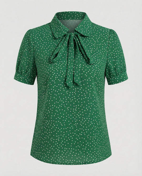 Bluse Damen Kurz mit Krawattenkragen