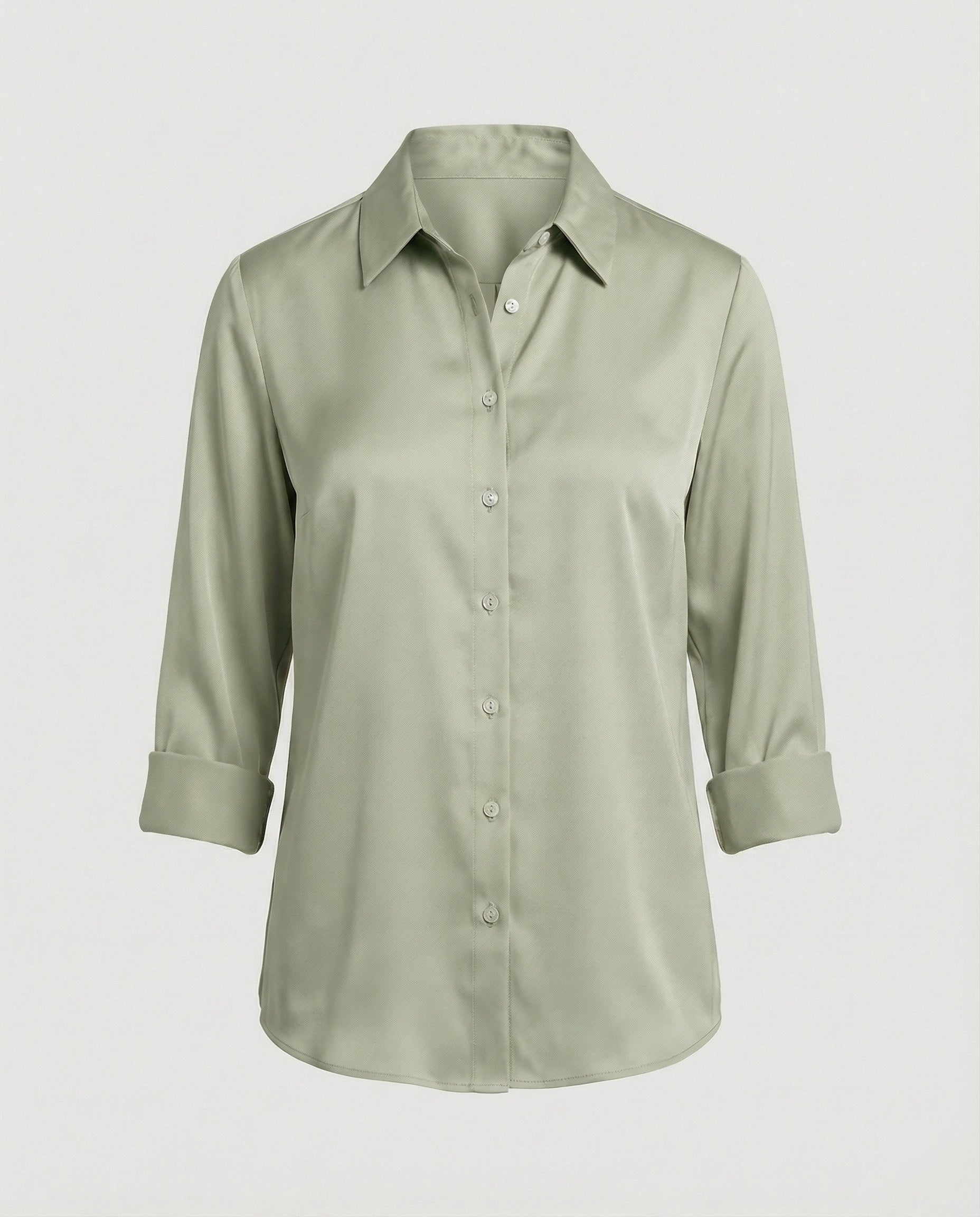 Damen elegante Baumwollbluse mit Stehkragen