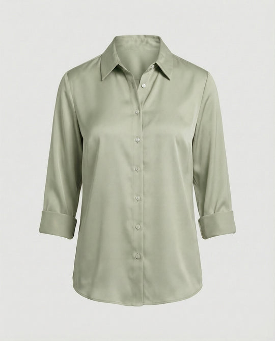 Damen elegante Baumwollbluse mit Stehkragen