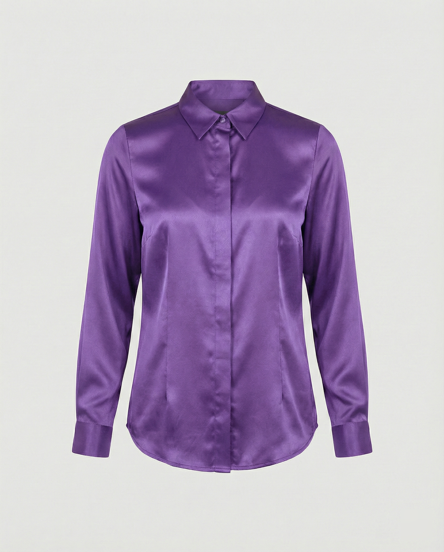 Damen Satin-Bluse mit klassischem Kragen R&B