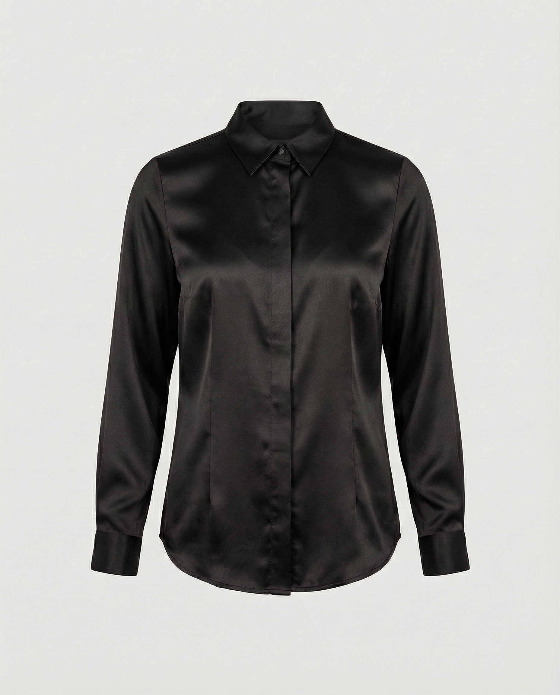 Damen Satin-Bluse mit klassischem Kragen R&B