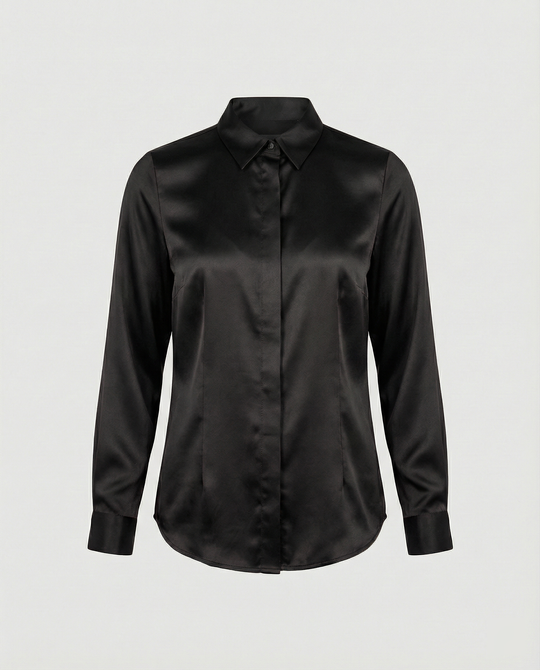 Damen Satin-Bluse mit klassischem Kragen R&B