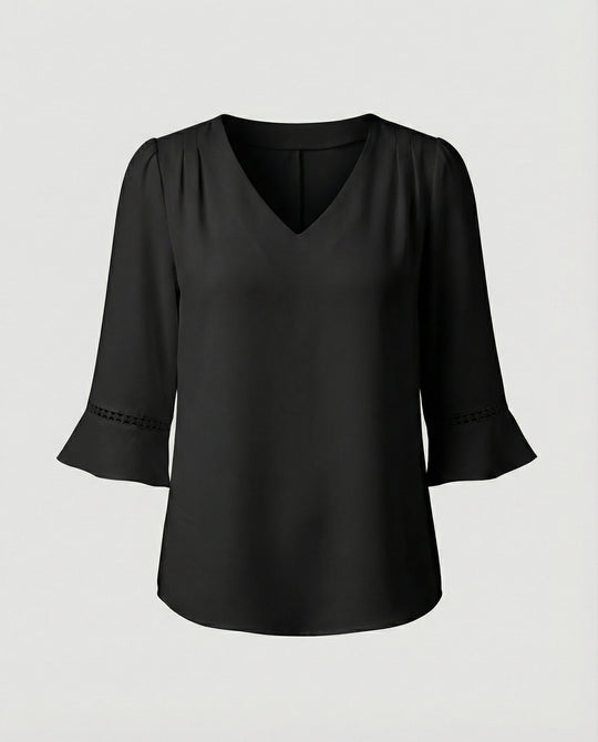 Damen Blusentop Damen V-Ausschnitt Crêpe