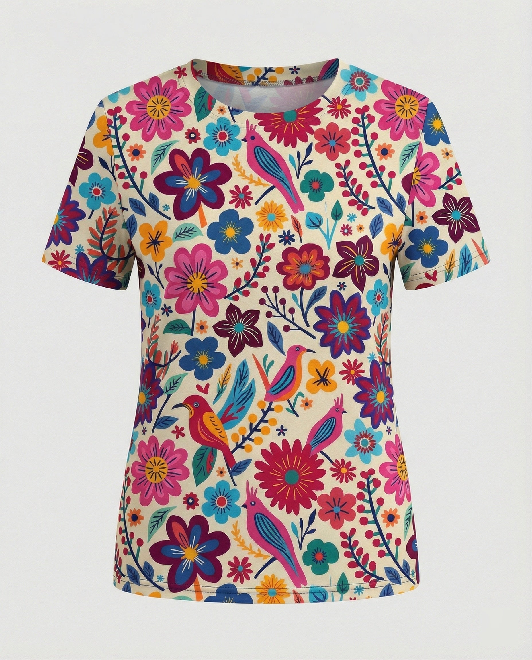 Kurzarmshirt Damen Mit Blumenprint