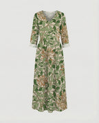 Damen Boho Maxikleid Sommer Leinenoptik