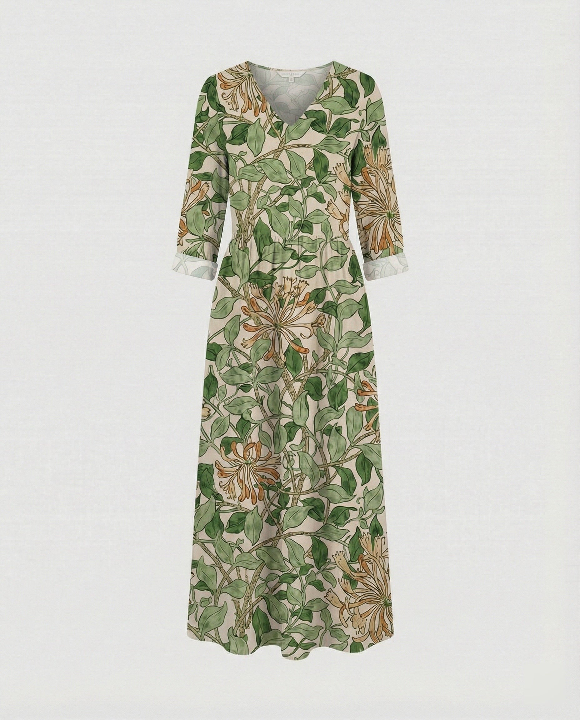 Damen Boho Maxikleid Sommer Leinenoptik
