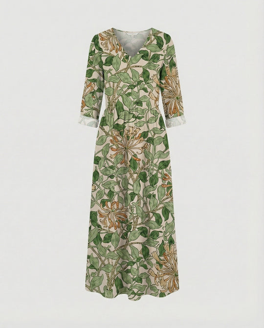 Damen Boho Maxikleid Sommer Leinenoptik