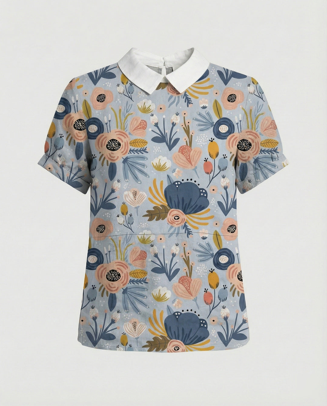 Damen Bluse Leinen Peter Pan Kragen