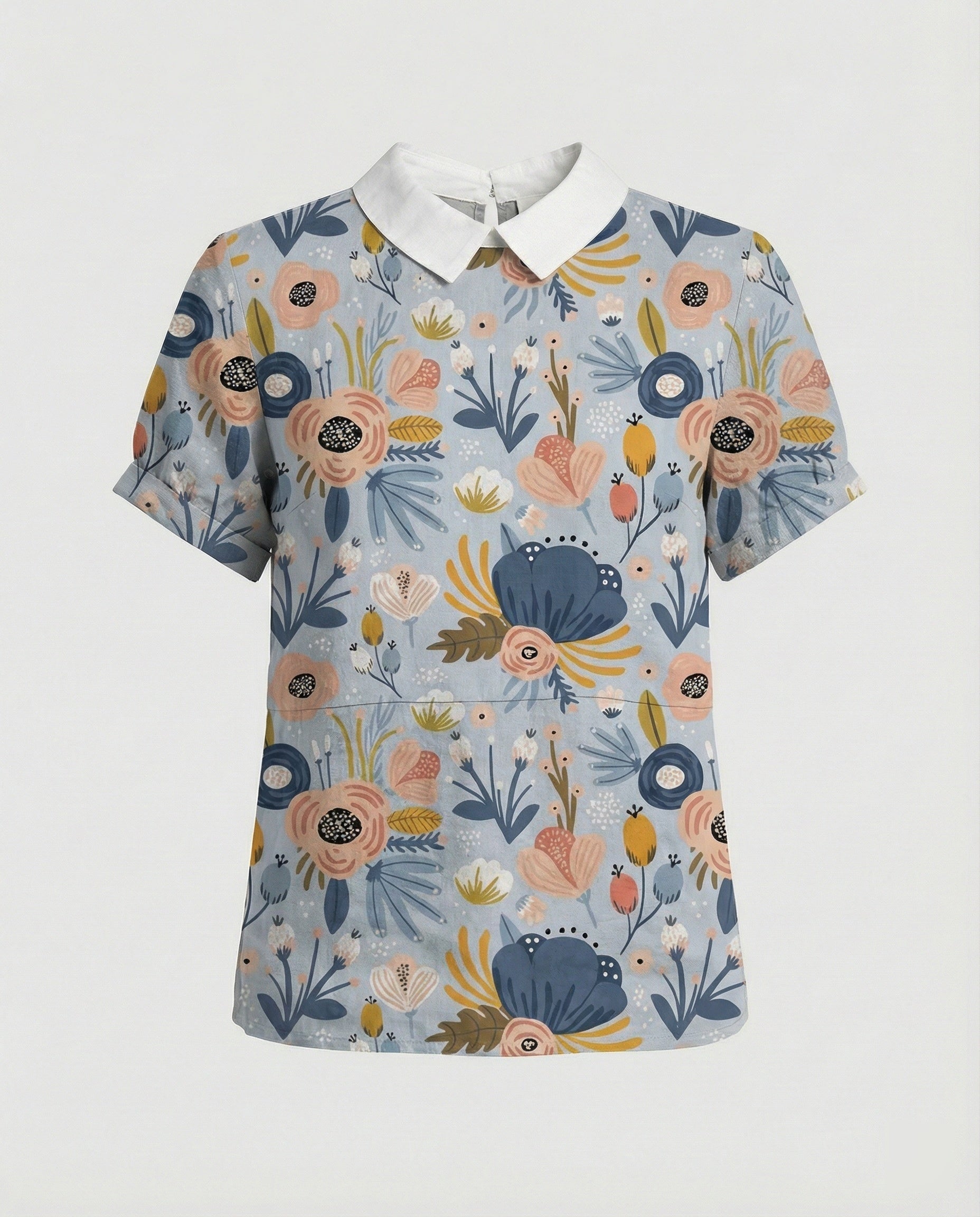 Damen Bluse Leinen Peter Pan Kragen