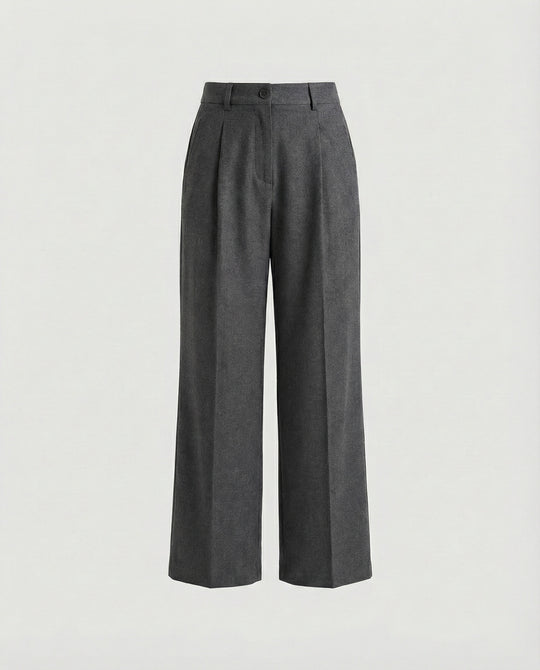 Damen Weite Anzughose High Waist mit eleganten Falten