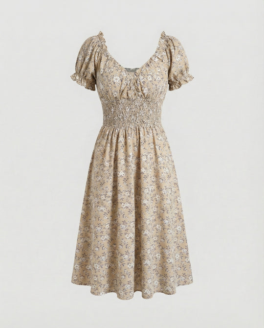 Damen Blumenkleid Sommer knielang