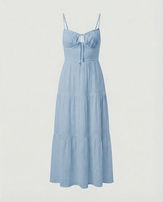 Damen Maxikleid mit verstellbaren Rüschen