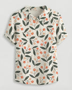 Damen Bluse Leinen Peter Pan Kragen