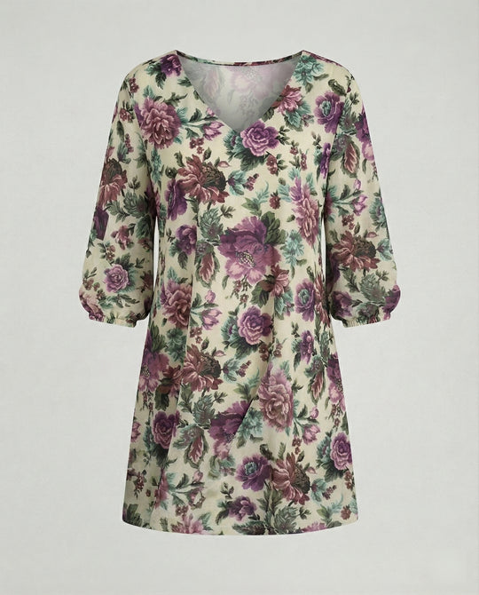 Maxikleid Damen Vintage Rosenprint