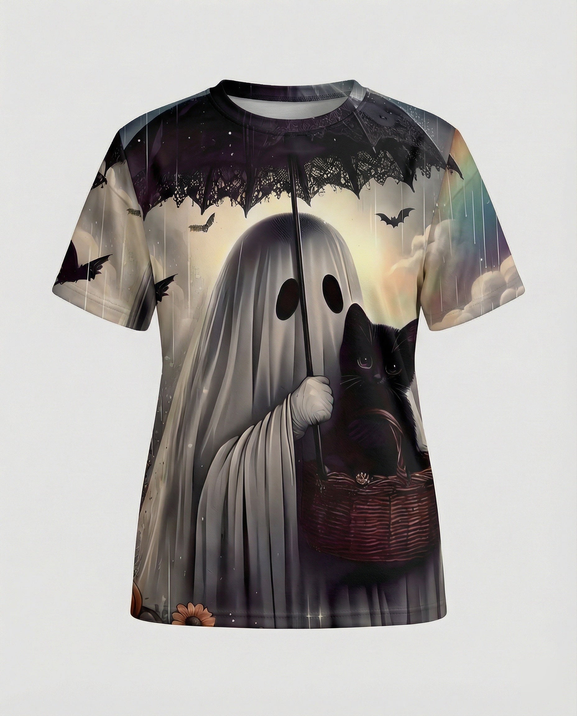 Kurzarmshirt Totenkopf Print Damen
