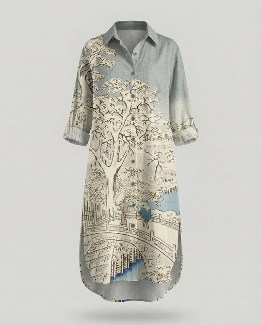 Damen Kaftan Kleid lang Seidenoptik
