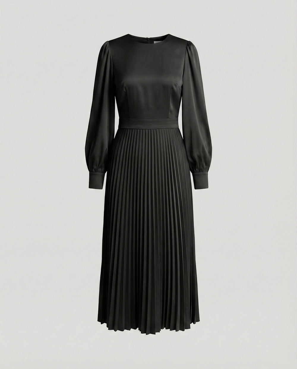 Damen Midikleid Plissee Satinoptik