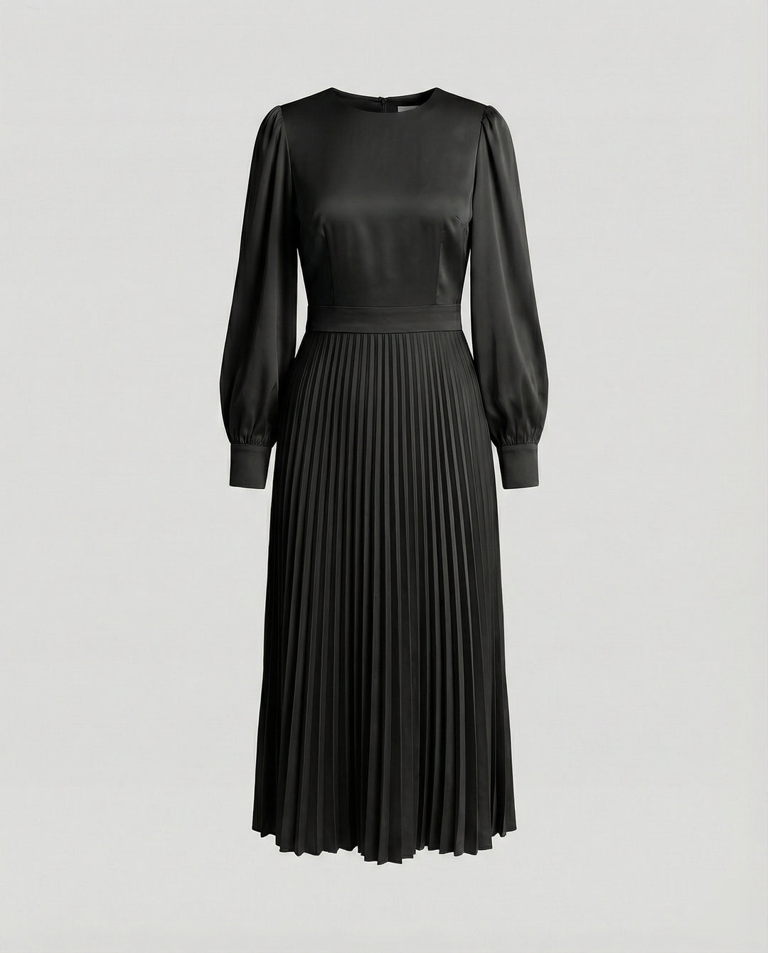 Damen Midikleid Plissee Satinoptik