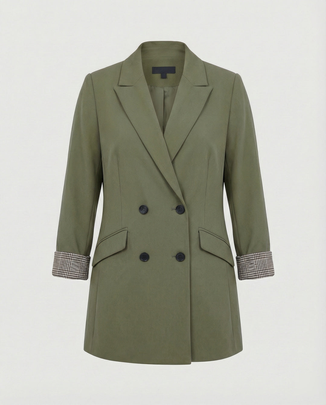 Damen Doppelreihiger Blazer mit kontrastierenden Ärmelaufschlägen R&B