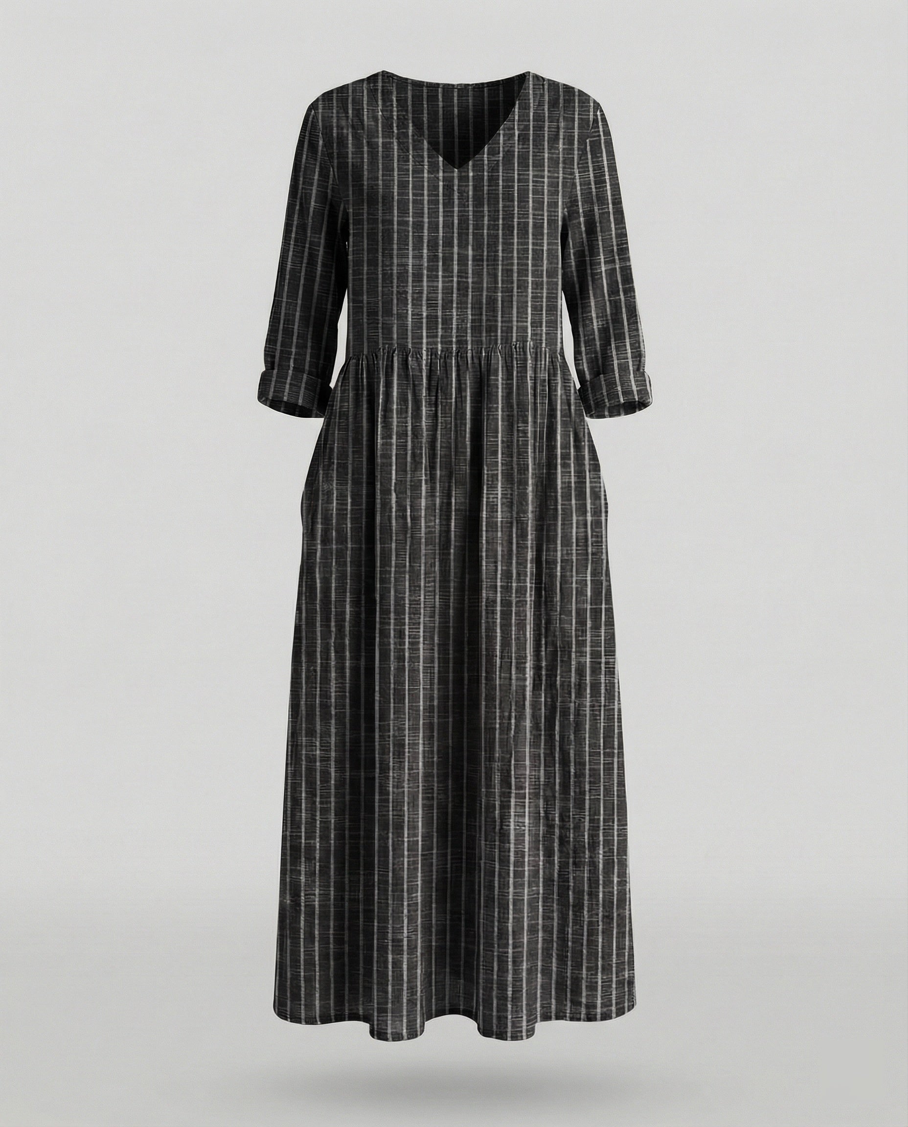 Damen Boho Maxikleid Sommer Leinenoptik