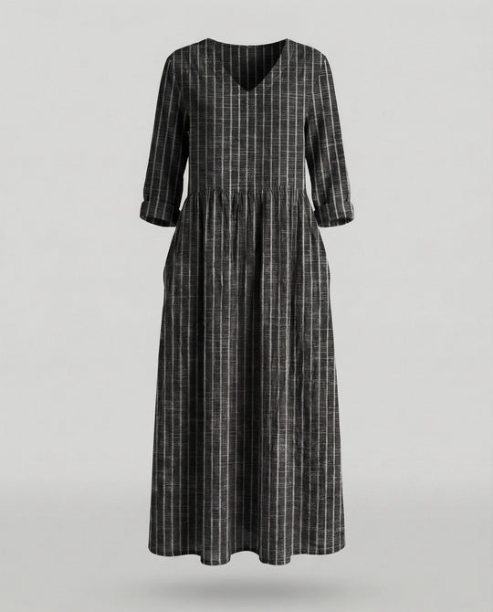 Damen Boho Maxikleid Sommer Leinenoptik