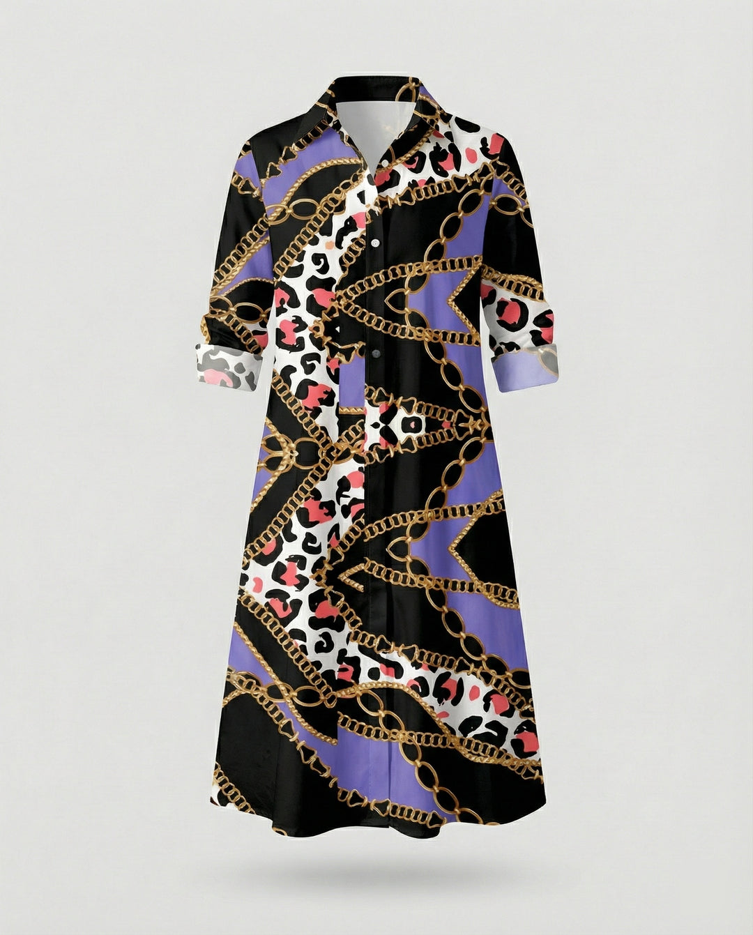 Damen Hemdblusenkleid Baumwolle Freizeit