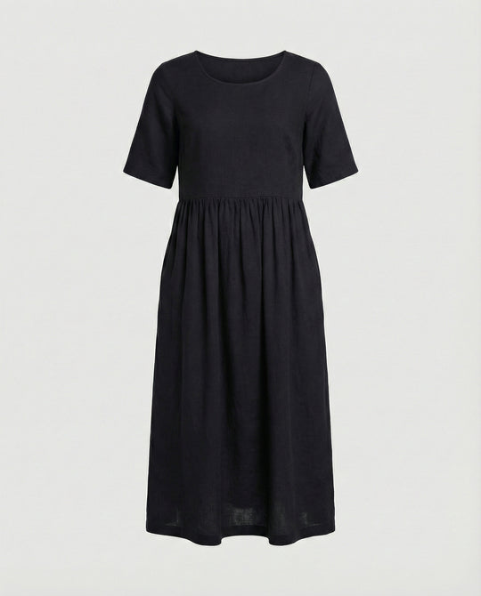 Freizeitkleid Damen Midikleid Leinenoptik