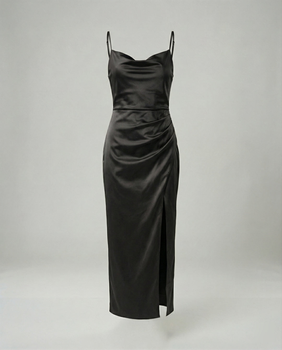 Satin Abendkleid Mit Wasserfallausschnitt Damen