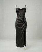 Satin Abendkleid Mit Wasserfallausschnitt Damen