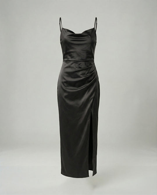 Satin Abendkleid Mit Wasserfallausschnitt Damen