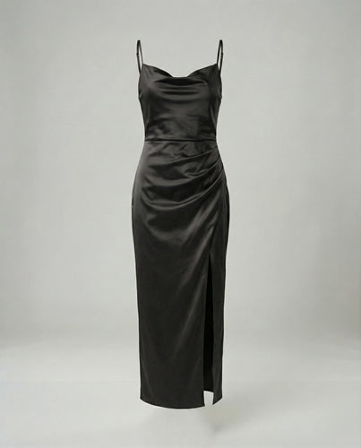 Satin Abendkleid Mit Wasserfallausschnitt Damen