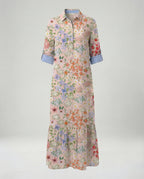 Damen Hemdblusenkleid mit Volant