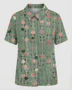 Damen Bluse Leinen Peter Pan Kragen