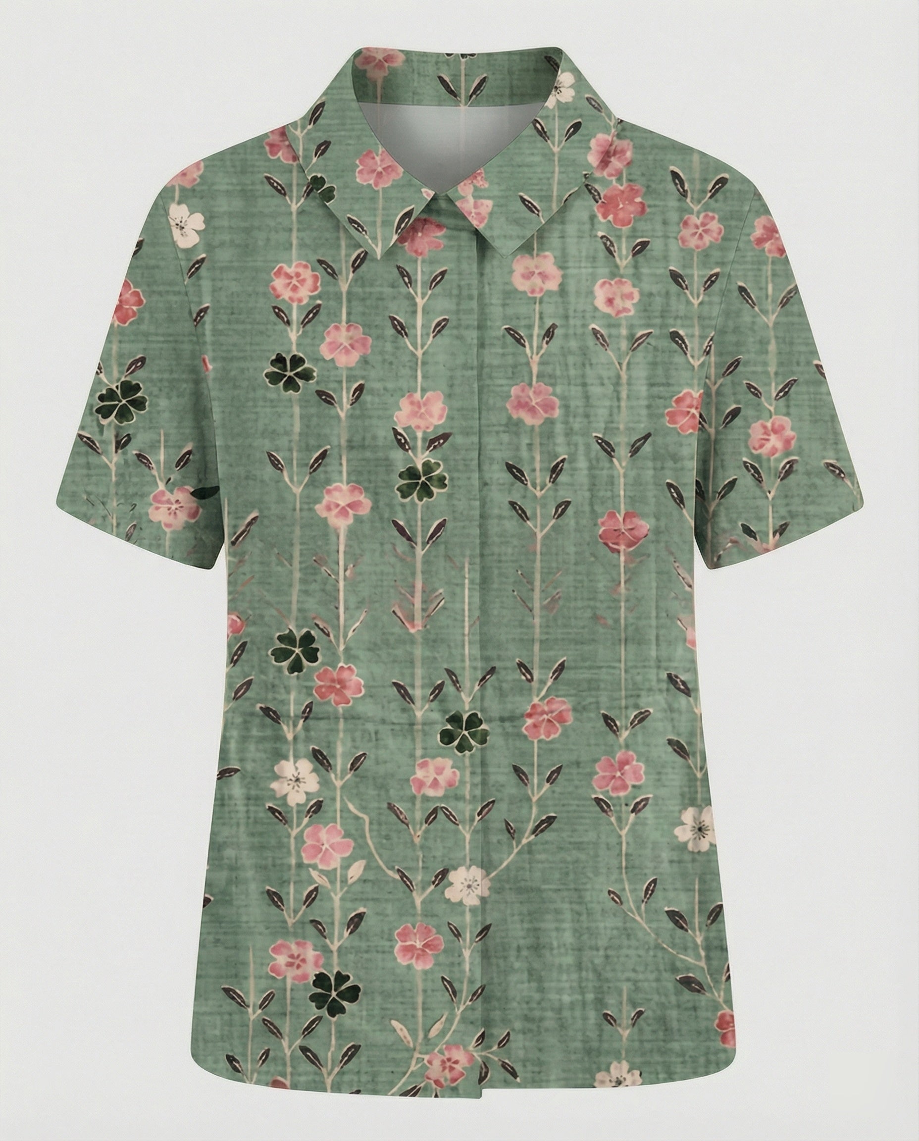 Damen Bluse Leinen Peter Pan Kragen