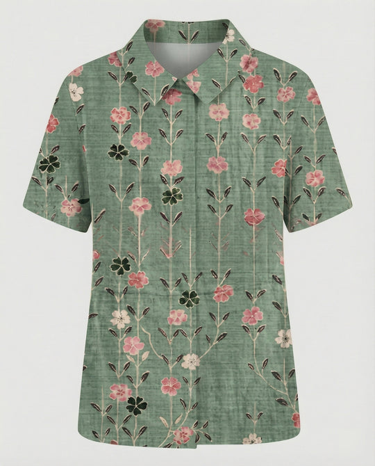 Damen Bluse Leinen Peter Pan Kragen