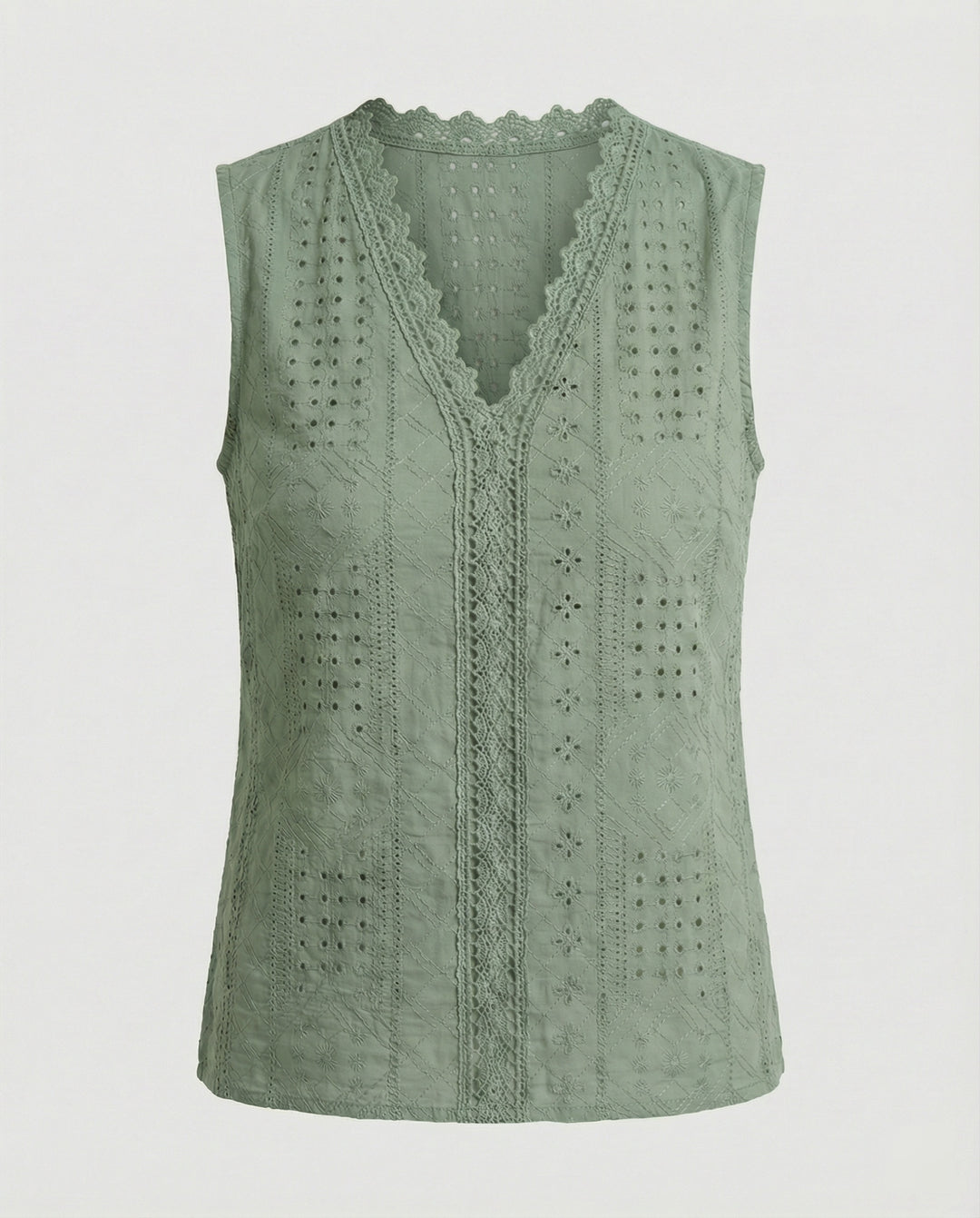 Damen Baumwolltop mit Lochstickerei R&B