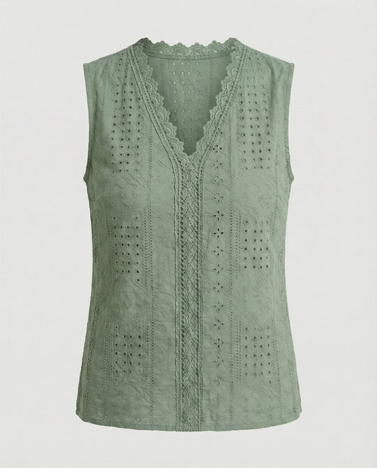 Damen Baumwolltop mit Lochstickerei R&B