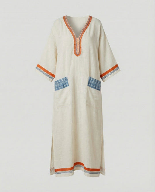 Leinen Kaftan Maxikleid Damen