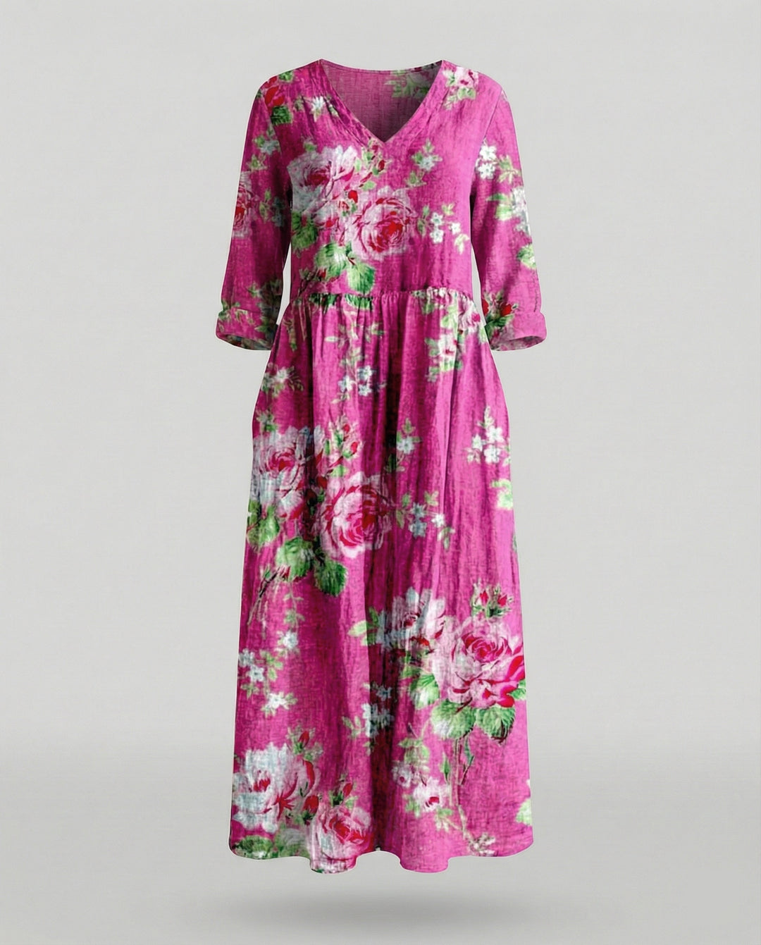 Damen Boho Maxikleid Sommer Leinenoptik
