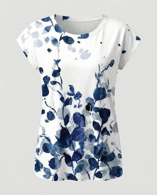 Aquarell Sommerbluse Damen Asymmetrisch