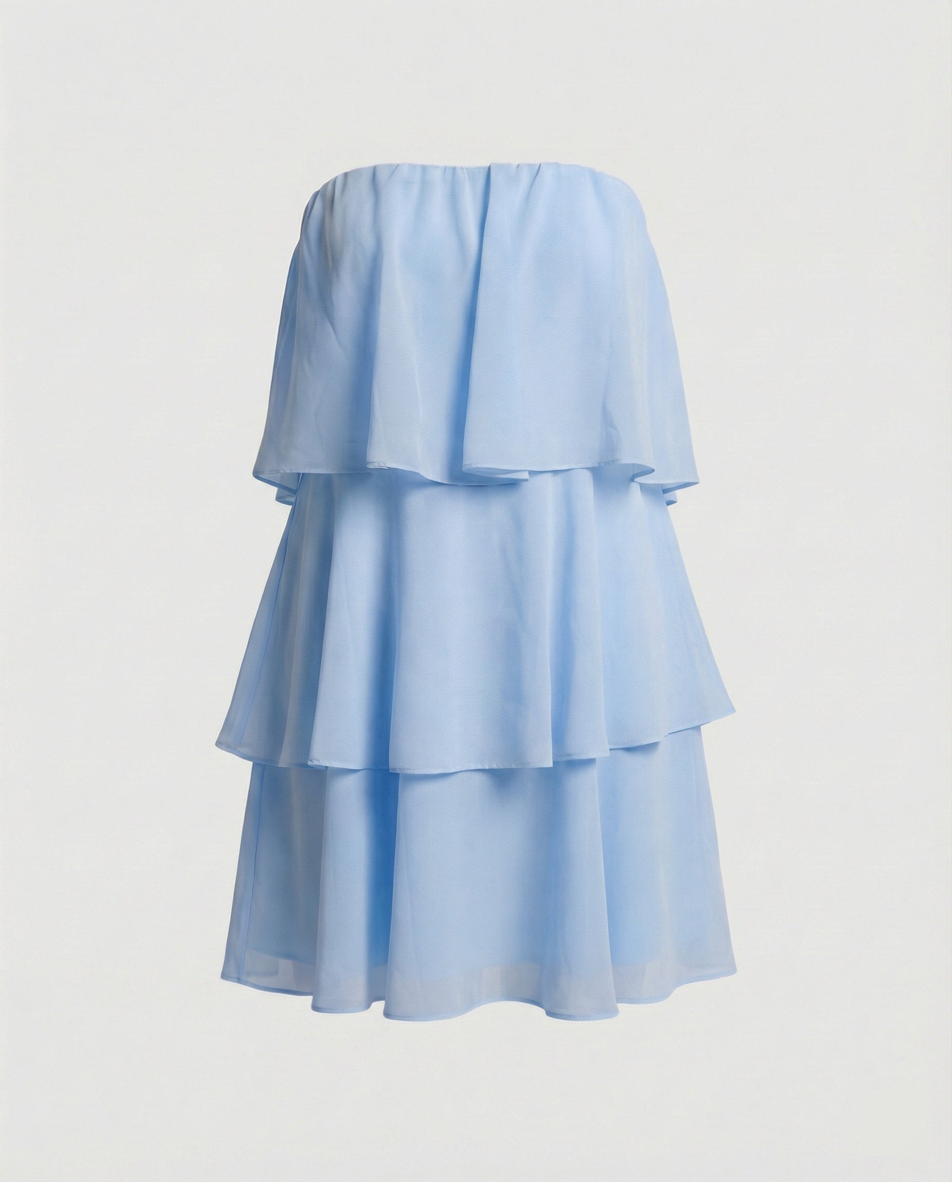 Damen Chiffon Kleid schulterfrei mit Volant